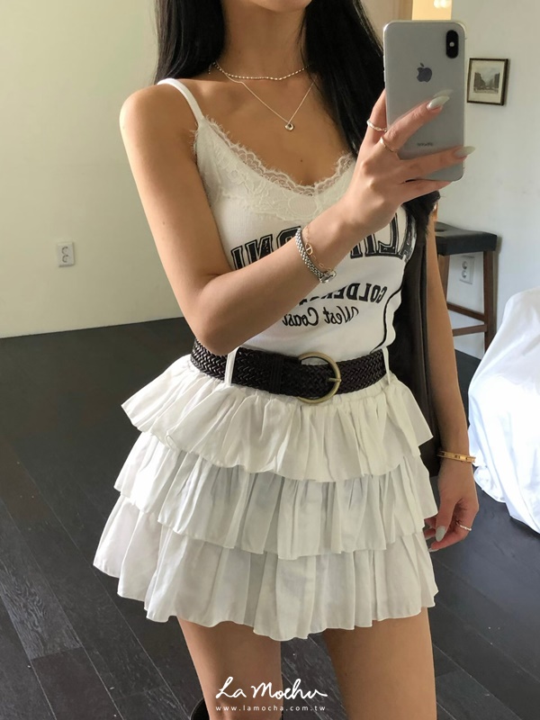 球衣風寬蕾絲坑條背心